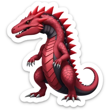 Badass black and red salazzle-tyranitar-hybrid, full body sticker