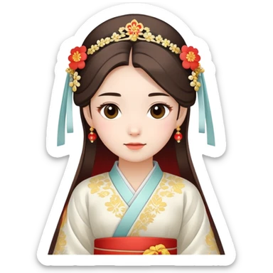 Beautiful girl wearing Hanfu wedding dress sticker