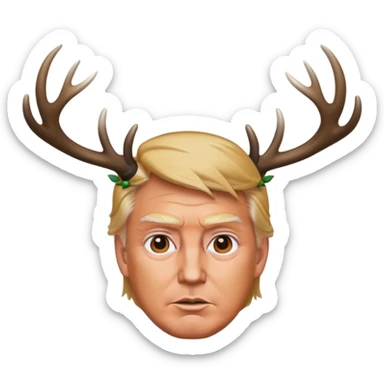 Trump with deer antlers sticker