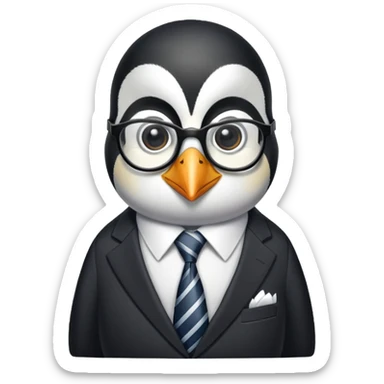penguin school principal wearing glasses and a formal suit with tie sticker