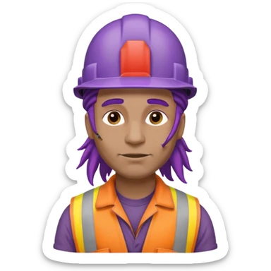 construction worker very dreadlocked purple haired man  sticker