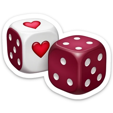 two dices in with burgundy red heart details sticker