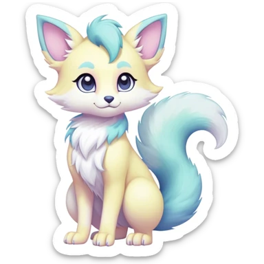 Kawaii bright fantasy ethereal anthro fursona Fakemon with tufted tail  sticker