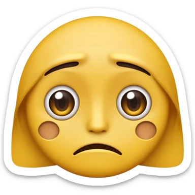 darkened yellow emoji face with wide, sad eyes and a frown, Android Color Emoji style sticker