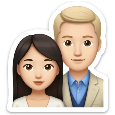 Asian girl and white guy married couple sticker