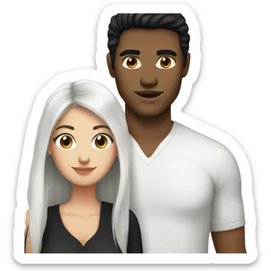 brunette woman with black hair and brown eyes with her white black-haired man boyfriend sticker