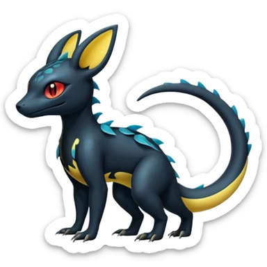 Shiny Salandit-Umbreon-Quilava-Fakémon-hybrid-creature (full body)  sticker