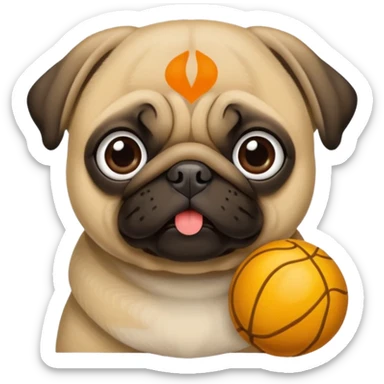 Pug fofo com pote de ração sem nada dentro sticker