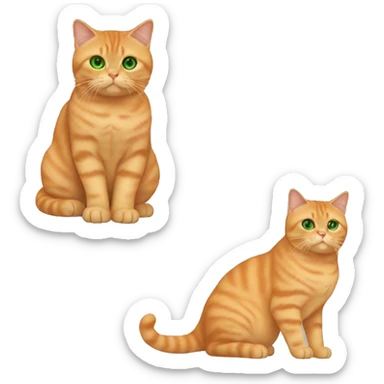 Full body orange British shorthair cat with green eyes sticker