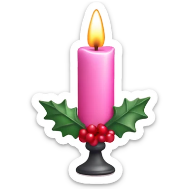 pink christmas candle with berries sticker