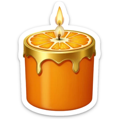 Citrus candle – orange wax in gold tin with slice design sticker