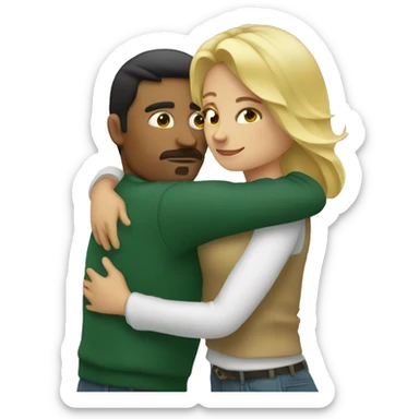Blonde woman hugging Mexican man  sticker