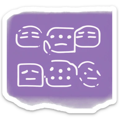Icone minimaliste : trois rectangles blancs inclinés verticalement sur fond violet circulaire sticker