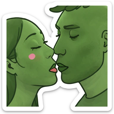 White girl and black guy kissing sticker
