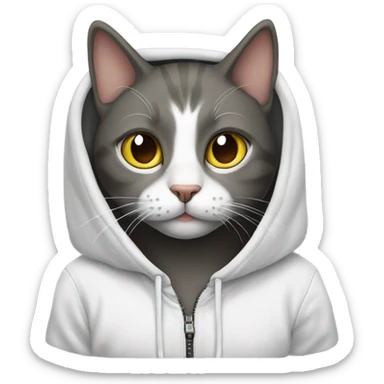 Cat wearing a supreme hoodie sticker