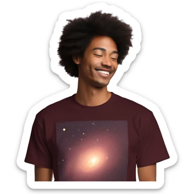 Person wearing maroon vintage sepia T shirt with nebulas galaxies and constellations star map celestial illustration t shirt sticker