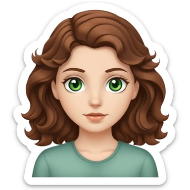 a white girl with gray-green eyes and brown wavy hair sticker