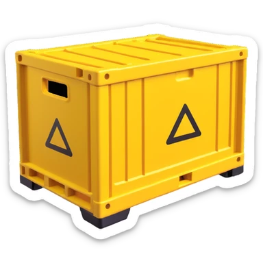 industrial crate, yellow hazard markings, rugged look sticker