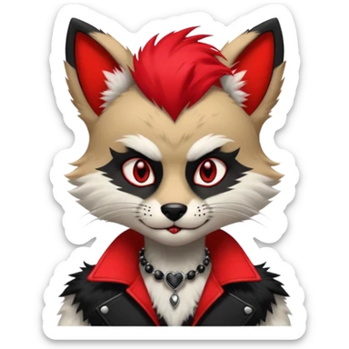 Anthropomorphic Anthro Furry punky gothic black white and red badass cool stylish handsome smexy Animal-furry-fursona sticker