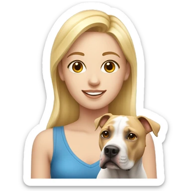 Blonde girl with american staffordshire terrier sticker