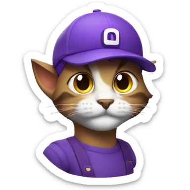 cat with waluigi cap sticker