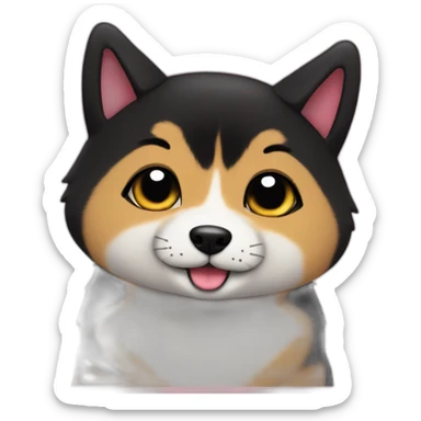 shibainu and black cat being-in-love sticker