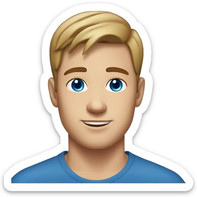 A 22 year old, white man, with short brown hair,   with blue eyes wearing a t-shirt. sticker