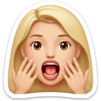 Girl with a really big open mouth drooling sticker