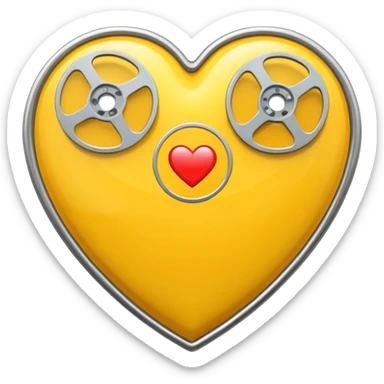 yellow heart with a film reel sticker