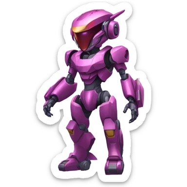 a Genesect-Raptor-Fakémon-Medabot-Mecha with a futuristic visor-helmet and wearing a techwear-suit Full Body sticker