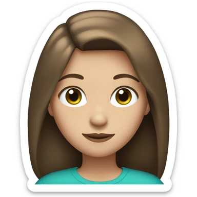 Girl with shoulder length brown straight ish hair and blue-green eyes  sticker