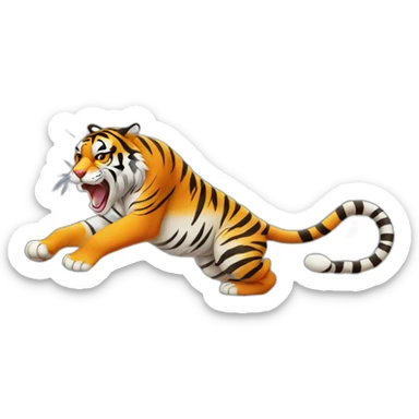 a tiger lunging at its prey sticker