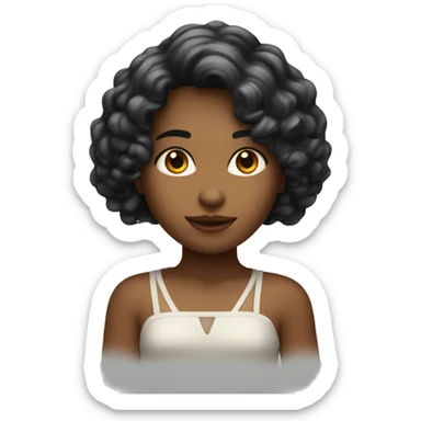 Creami una ragazza con capelli neri che tiene in mano L’iPad della Apple  sticker