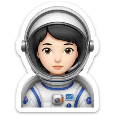 Young, female, astronaut suit, short black hair, white skin
 sticker