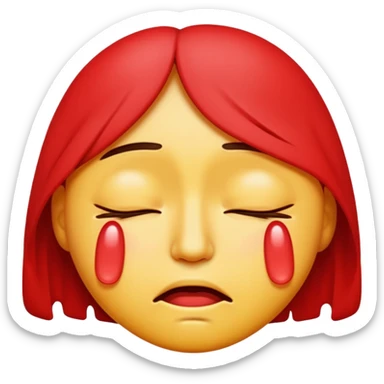 A standard emoji crying red with closed eyes sticker