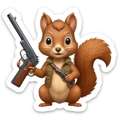 Cute Squirrel holding a gun sticker