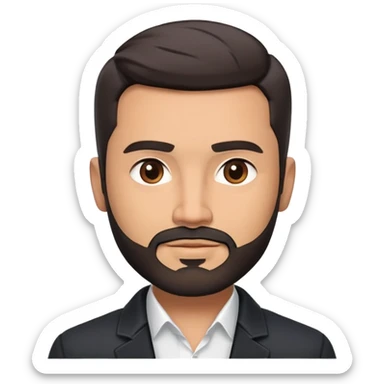 Good-looking broad-shouldered TV host in his mid-40s with light brown skin, short black hair with defined fade, light scruff beard, square face with pronounced jawline, friendly expression, open black jacket, white shirt with open collar and no tie sticker