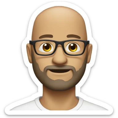 bald man with a beard and glasses sticker