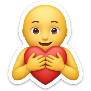 make a cute emoji hugging a heart, to show love/care sticker
