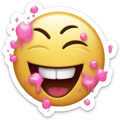 laughing emoji with pink tears sticker