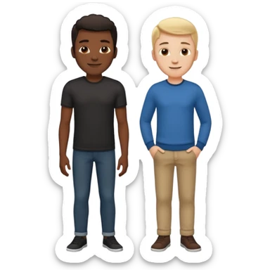 Tall white guy with short black guy sticker
