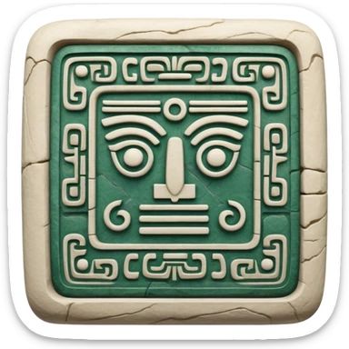 Mayan hieroglyphic symbol for communication or mail in white and dark green colors sticker