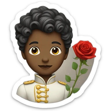 Little prince with red rose on the moon sticker