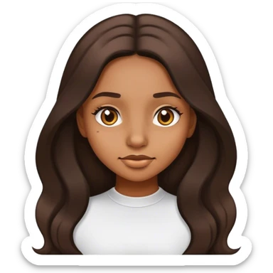 light brown skin girl with dark brown long hair pretty emoji nose sticker
