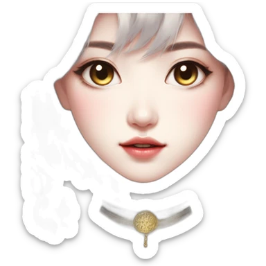 korean girl-,siren eyes,-white girl-bare-belly, ,-choker,-bathed-in-shadows,-fov-90-degrees,-short-lighting, -I-usm,-cold-colors,-gilded-technique,-extremely-hyper-aesthetic, sticker