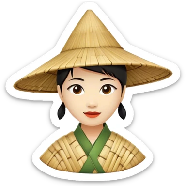 ​Cinematic Realistic Traditional Vietnamese Nón Lá, depicted as a delicately crafted conical hat made of bamboo and palm leaves with subtle texture and natural wear, evoking authentic cultural heritage, please show the hat only sticker