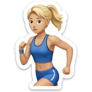 create a stocky female runner with blonde hair sticker
