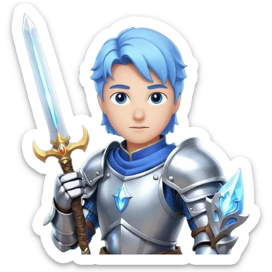 Battle mage: a knight in armor wielding both sword and magic sticker