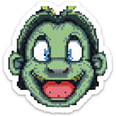 goofy classic emoji with retro look, silly face sticker