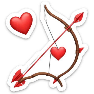 red bow and arrow with heart sticker